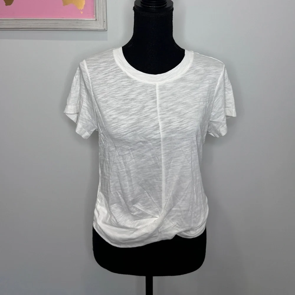 Sanctuary Front Wrap White Basic Short Sleeve Top (S)